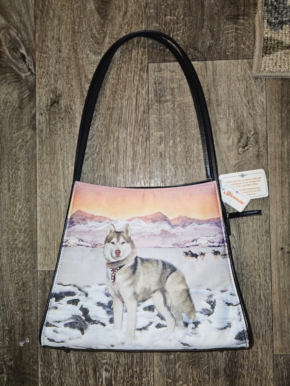Blossom Collection Siberian Husky Bling Rhinestone Shoulder Purse Rare Vintage